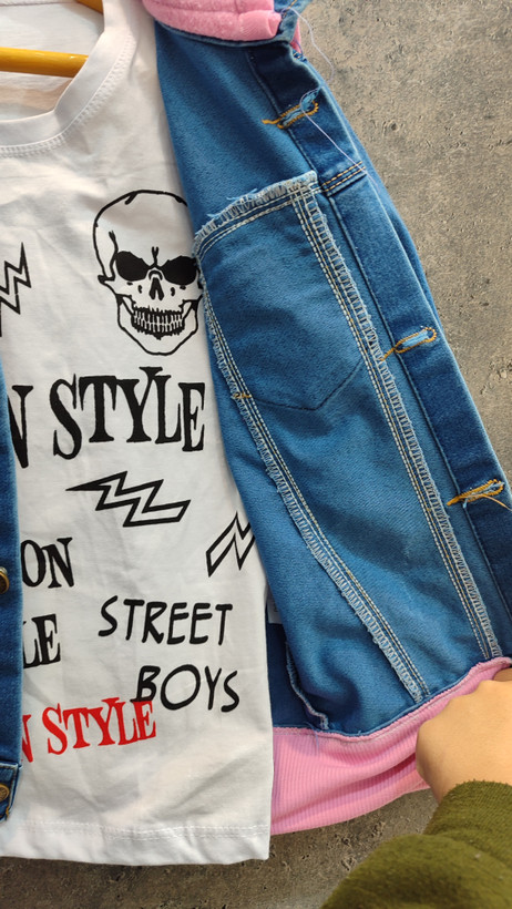 دوخت داخلی کت جین اورجینال بچگانه