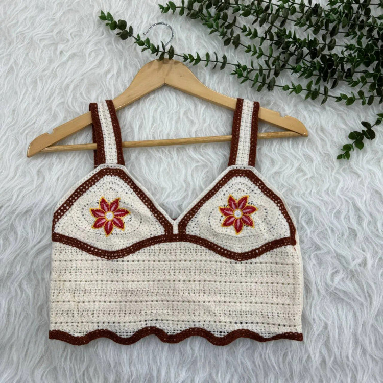 تاپ قلاب بافی فری سایز کد 1080 زنانه دخترانه مناسب تا سایز 42 قد 40 دور سینه 80 بدون آبرفت و رنگ رفت چهارفصل شیک روزمره مجلس