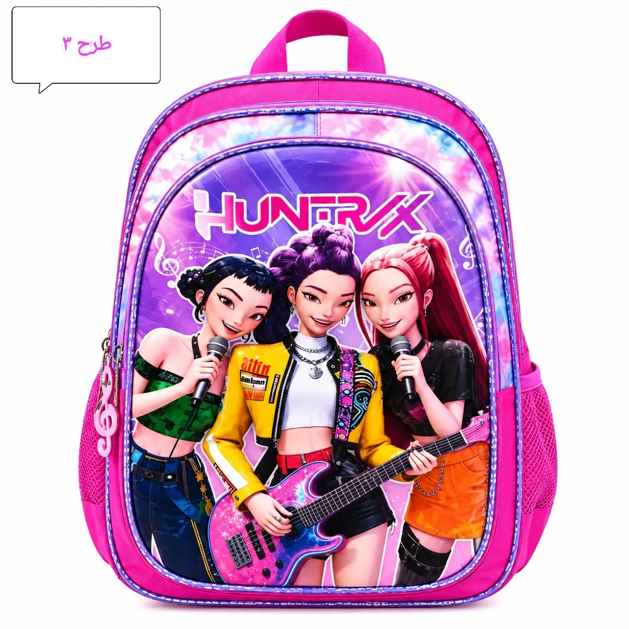 کوله پشتی مدرسه طرح شکارچیان شیاطین کی پاپ K-Pop Demon Hunters فایبر نانو ابعاد 38x28x18 سانتی متر