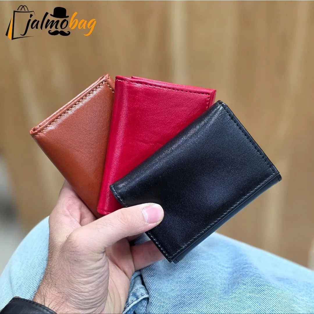 کیف پول جیبی و جاکارتی چرم طبیعی اصل مردانه کوچک