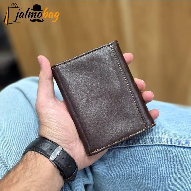 کیف پول چرم مردانه سه لت چرم اصل گاوی